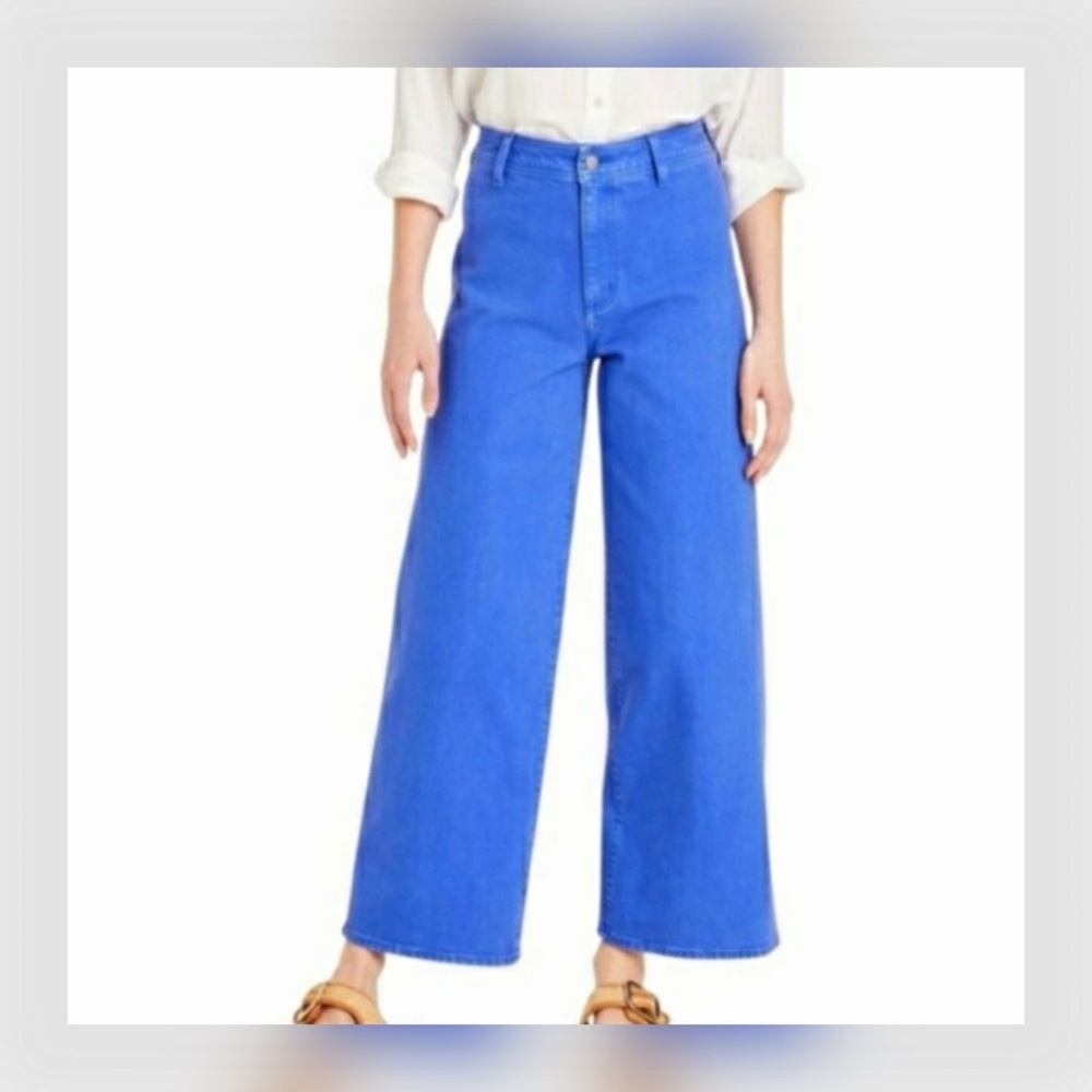 Universal Thread Blue Wide Leg Pants NWT High Rise Cropped Size 2